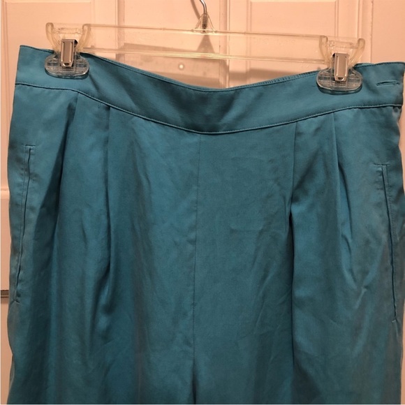 SILX 100% silk vintage teal pants - Picture 3 of 10